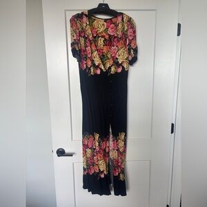 Free People Floral Maxi Dress - Black and Pink